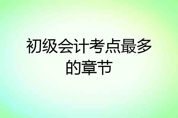 初级会计考点最多的章节