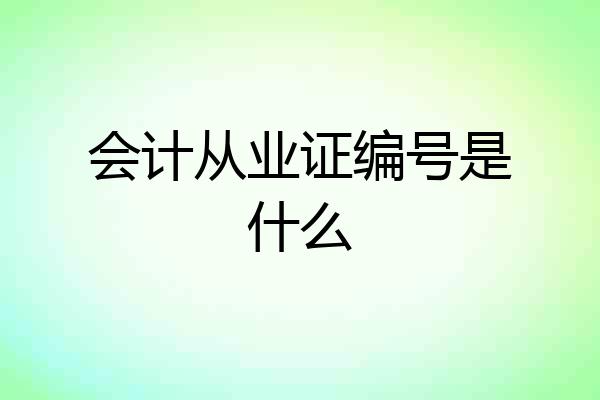 会计从业证编号是什么