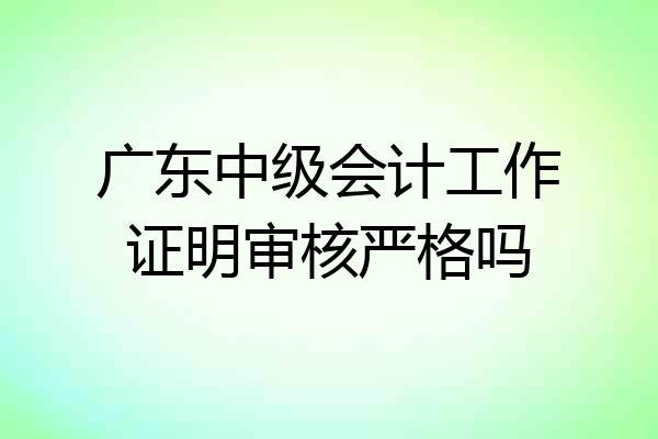 广东中级会计工作证明审核严格吗