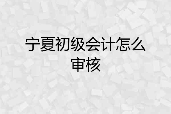 宁夏初级会计怎么审核