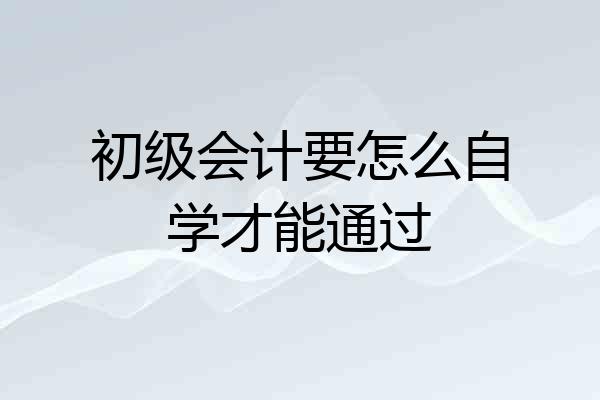初级会计要怎么自学才能通过