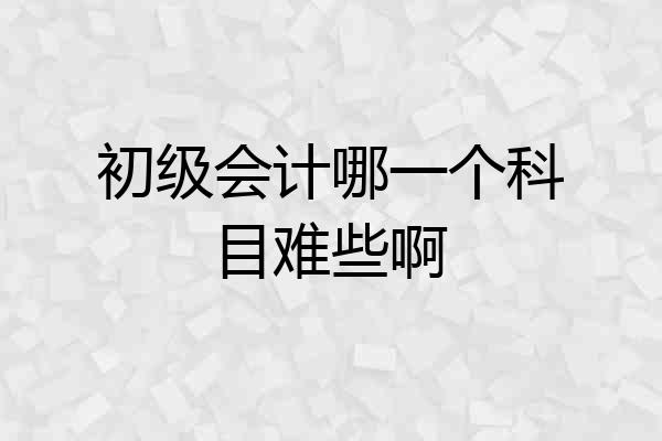 初级会计哪一个科目难些啊