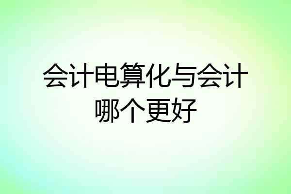 会计电算化与会计哪个更好