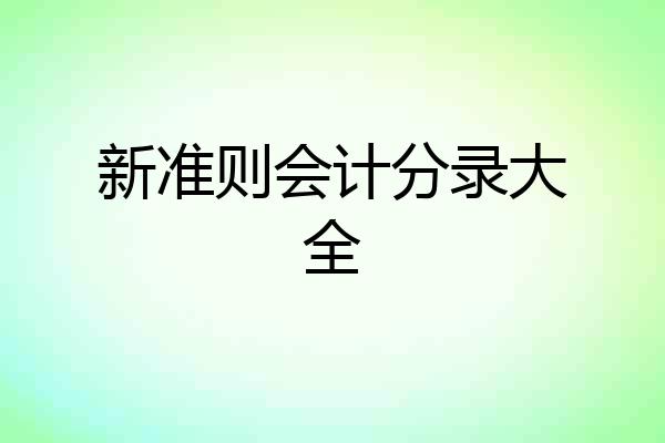 新准则会计分录大全