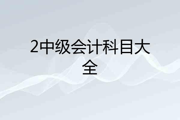 2中级会计科目大全