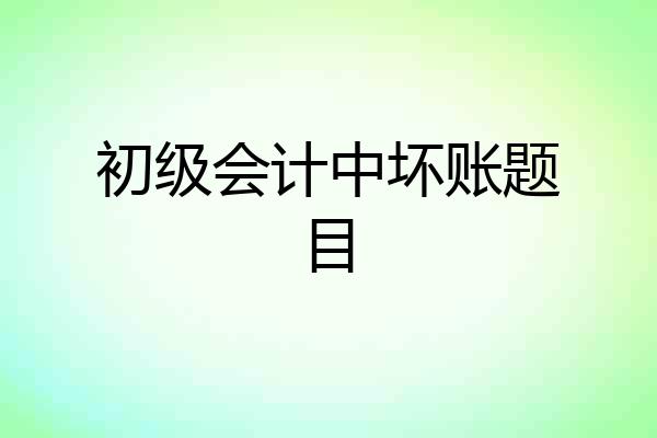 初级会计中坏账题目