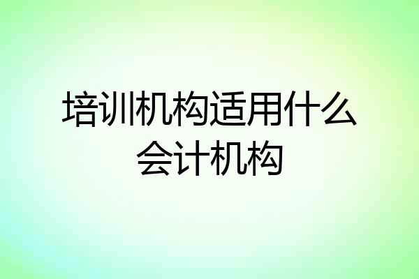 培训机构适用什么会计机构