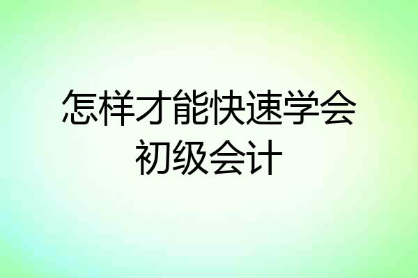 怎样才能快速学会初级会计