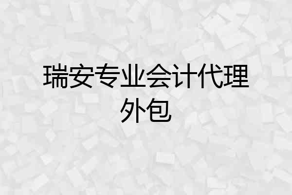 瑞安专业会计代理外包