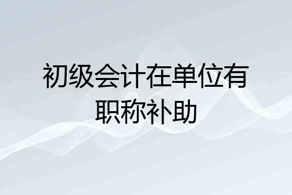 初级会计在单位有职称补助