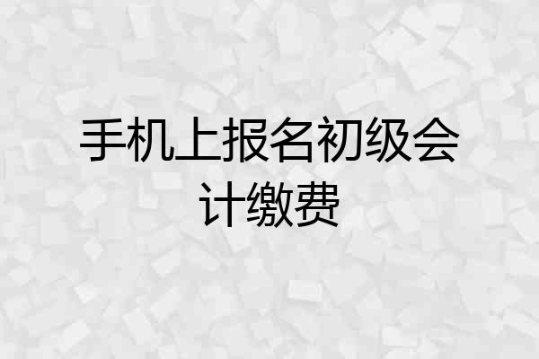 手机上报名初级会计缴费