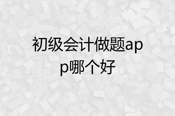 初级会计做题app哪个好