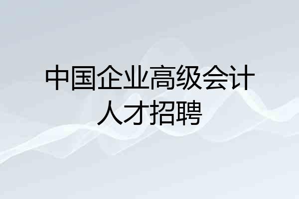 中国企业高级会计人才招聘