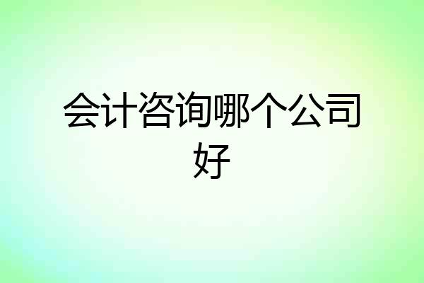 会计咨询哪个公司好