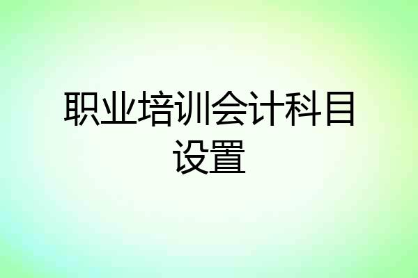 职业培训会计科目设置