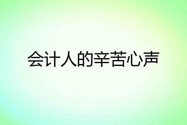 会计人的辛苦心声