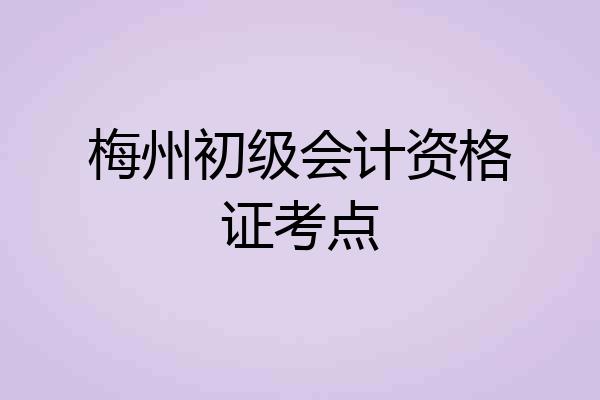 梅州初级会计资格证考点