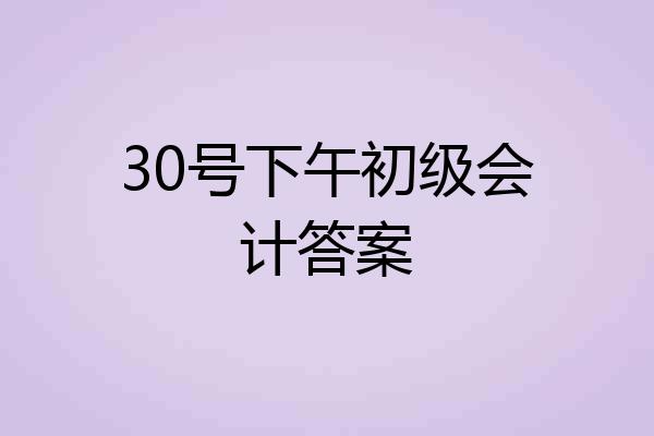 30号下午初级会计答案
