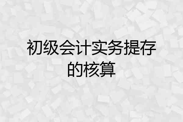 初级会计实务提存的核算