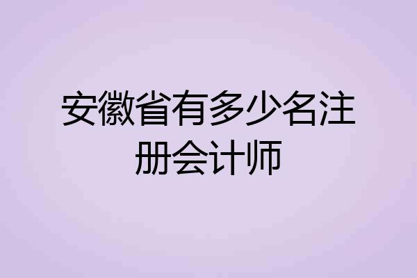 安徽省有多少名注册会计师