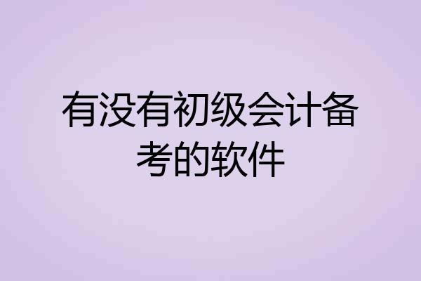 有没有初级会计备考的软件