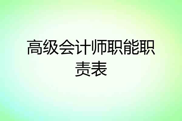 高级会计师职能职责表