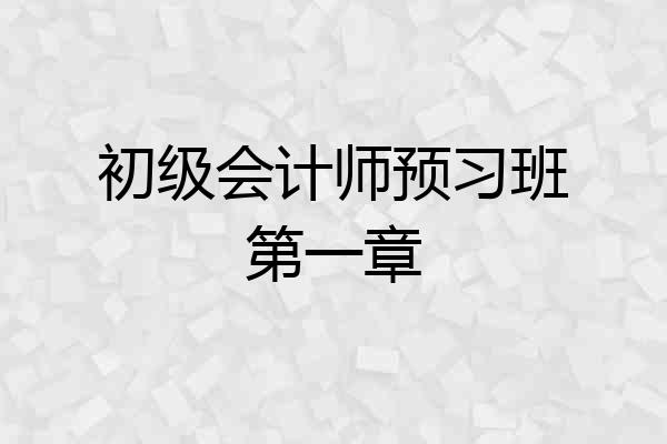 初级会计师预习班第一章