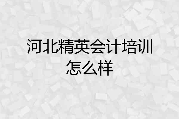 河北精英会计培训怎么样