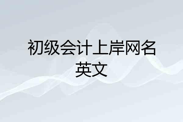 初级会计上岸网名英文