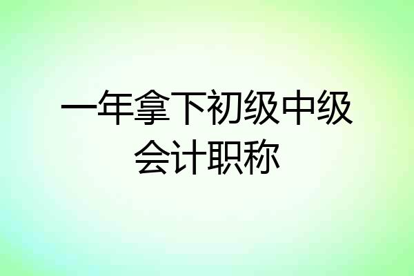 一年拿下初级中级会计职称