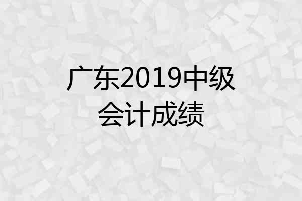 广东2019中级会计成绩