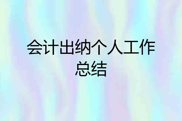会计出纳个人工作总结