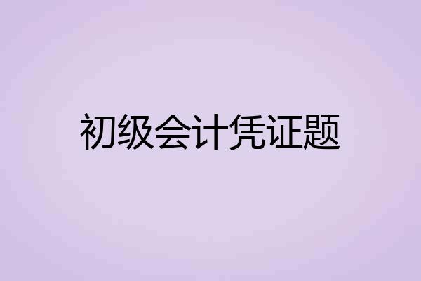 初级会计凭证题