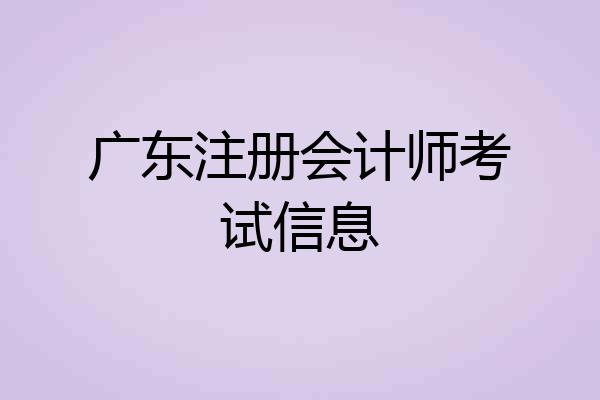 广东注册会计师考试信息