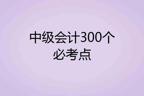 中级会计300个必考点