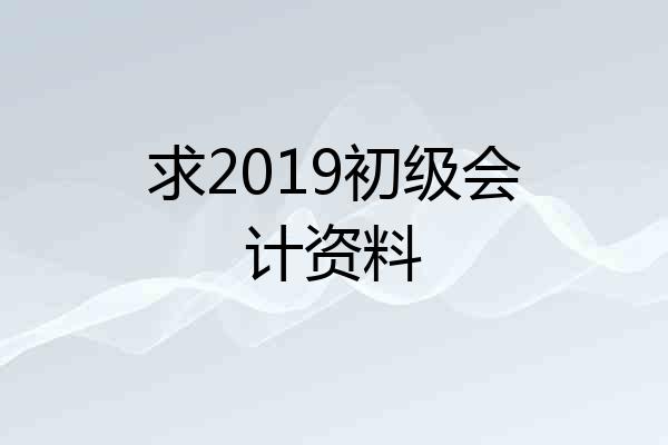 求2019初级会计资料