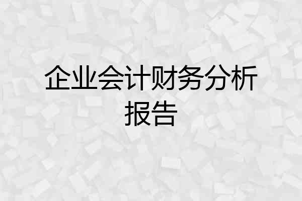 企业会计财务分析报告