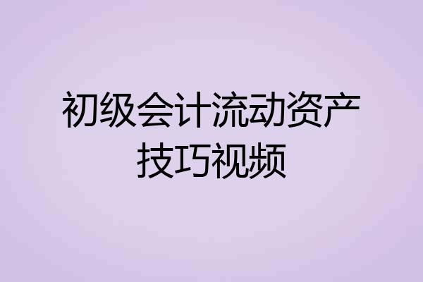 初级会计流动资产技巧视频