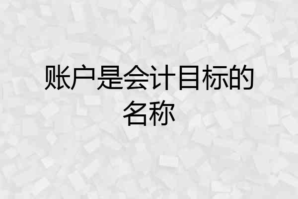 账户是会计目标的名称