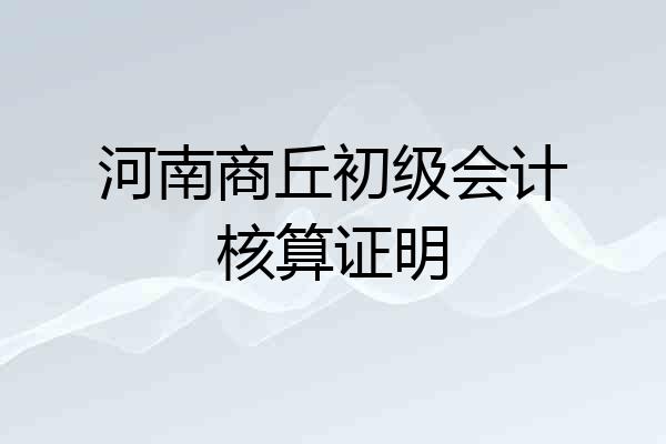 河南商丘初级会计核算证明
