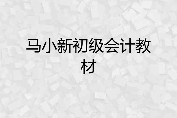 马小新初级会计教材
