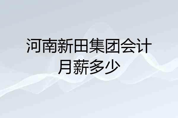 河南新田集团会计月薪多少