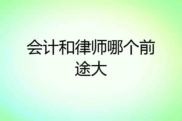 会计和律师哪个前途大