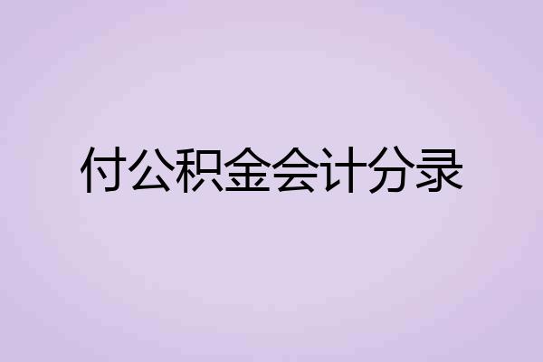 付公积金会计分录