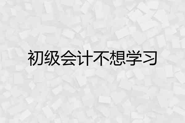 初级会计不想学习