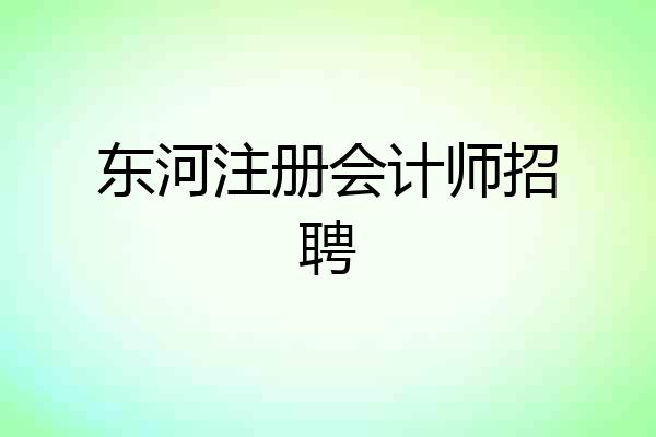 东河注册会计师招聘
