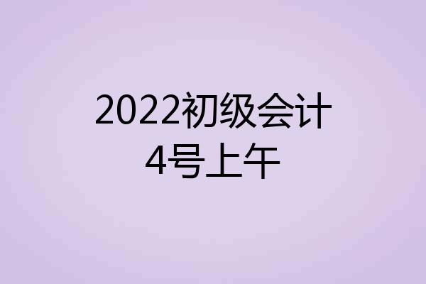 2022初级会计4号上午