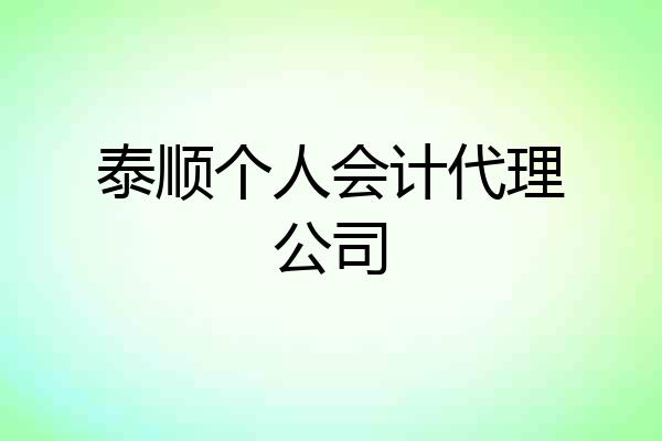 泰顺个人会计代理公司