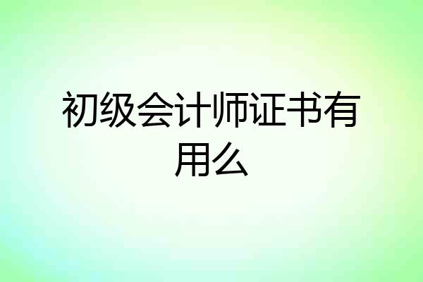初级会计师证书有用么