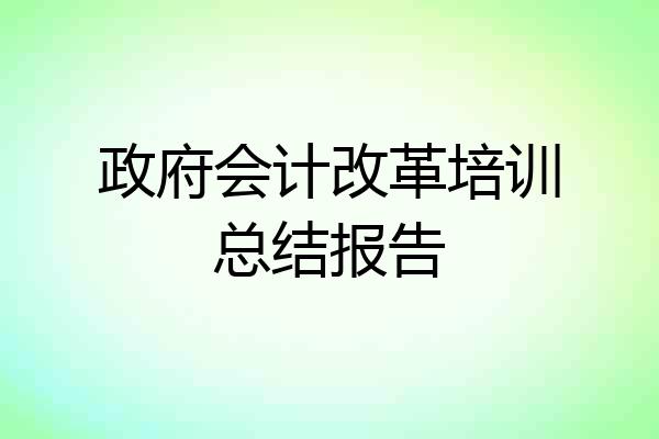 政府会计改革培训总结报告